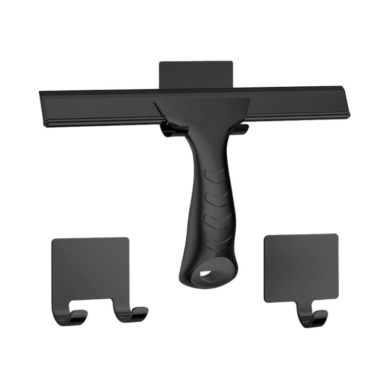 10” Shower Squeegee for Shower Glass Door Bathroom Window Car Glass Stainless Steel Scraper Wiper with 2 Hooks Household