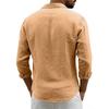 New Men's Solid Color Long Sleeve Shirt Linen Cotton Shirts Trend Plus-size Lapel Collar Casual Lightweight Beach Tops