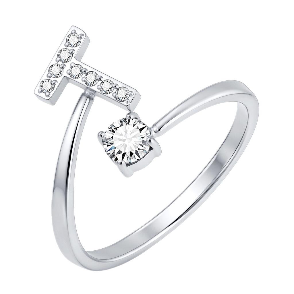 Chic Zircon Initial A-Z Letter Rings for Women Girls Adjustable Opening Ring Name Alphabet Female Wedding Fashion Jewelry Gift