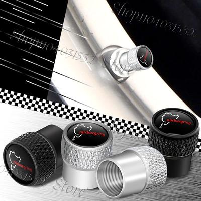 4 Stück Universal-Metalllegierung Nürburgring Motorsport Racing Straßen-Logo-Emblem Auto Rad Reifen Ventil Reifen Luftkappe Zubehör