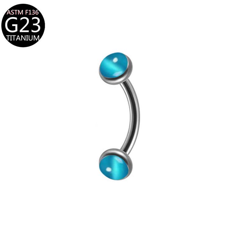 G23 Titanium Internally Threaded Cat Eye Stone Eyebrow Lip Ear Piercing Jewelry 1.2*8 озеро синий