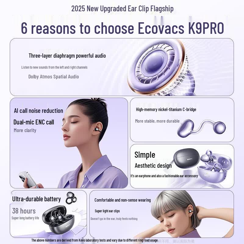 KOVOL K9Pro Open-Ear Clip-On Bluetooth Headphones