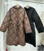 Winter new wear rhombus windproof warm on both sides autumn and winter long women's down jacket