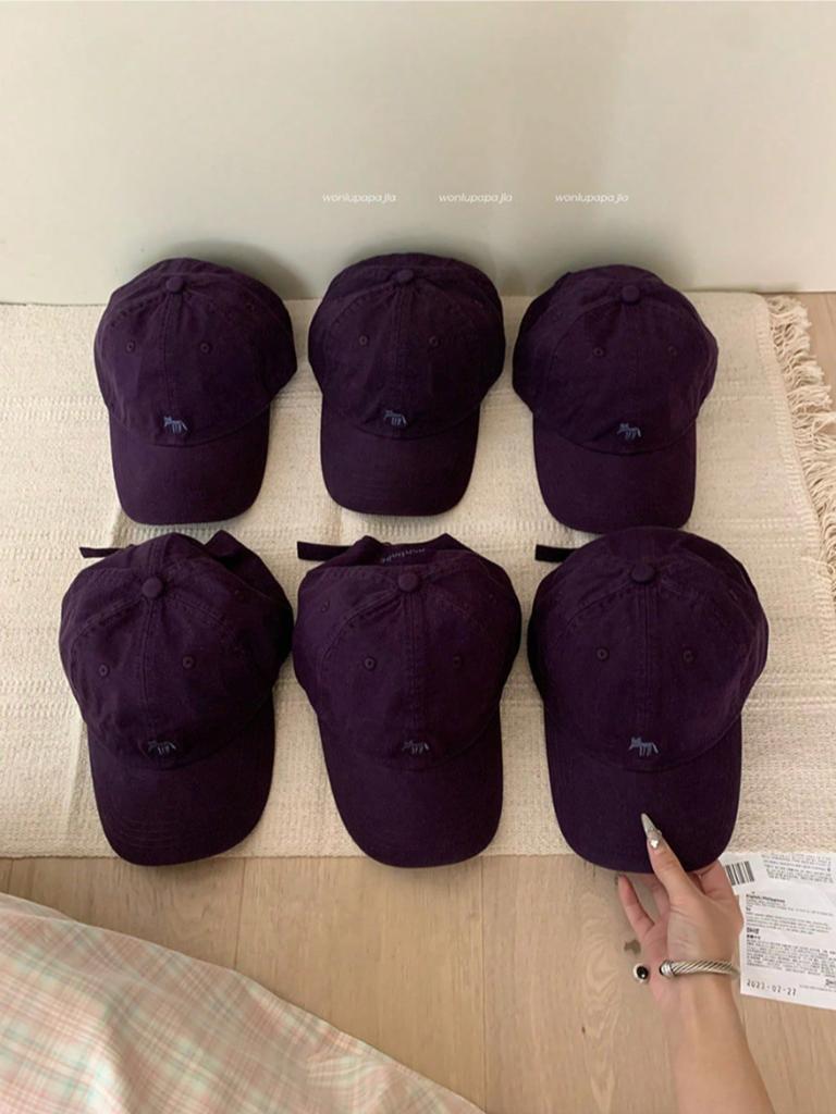 Soft Cotton Purple Baseball Cap with Cute Dog Embroidery, Adjustable Vintage Washed Dad Hat, Trendy Summer Sun Hat for Women Men