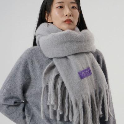 Ahre Boucle Oversize Brush Bold Muffler_GREY