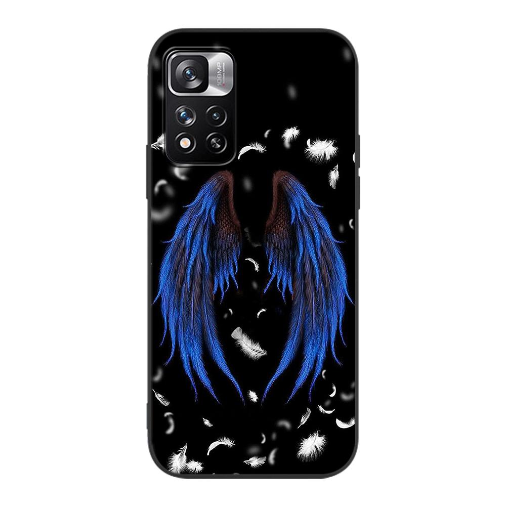 Fashion Angel Wings Case for Xiaomi Redmi Note 9S 9 8 10 11 Pro 9C 9A 7 8T 7A 8A 6A 6 10S Black Soft Silicone Phone Cover Coque