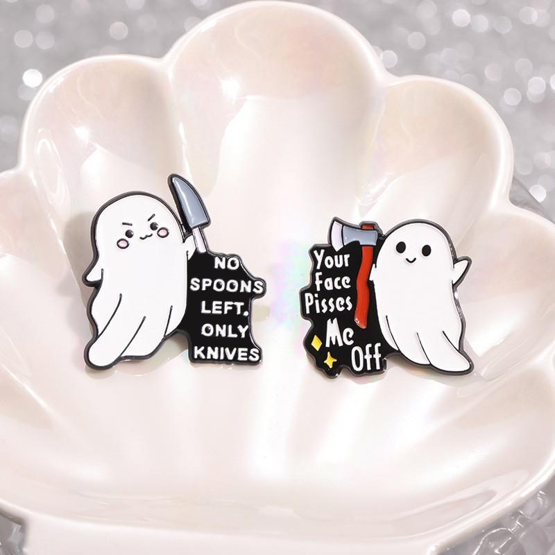 Cute Cartoon Ghost Brooch Anime Movie TV Peripheral Fun Badge Character Decoration Pin Accessory for Clothes Bags