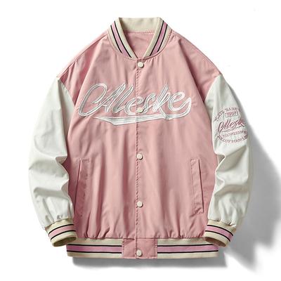 Autumn Couple Outfits Men and Women Colliding Color-blocking American Baseball Suit Hip-hop Loose Casual Stand Collar Baseball Suit Jacket Jacket