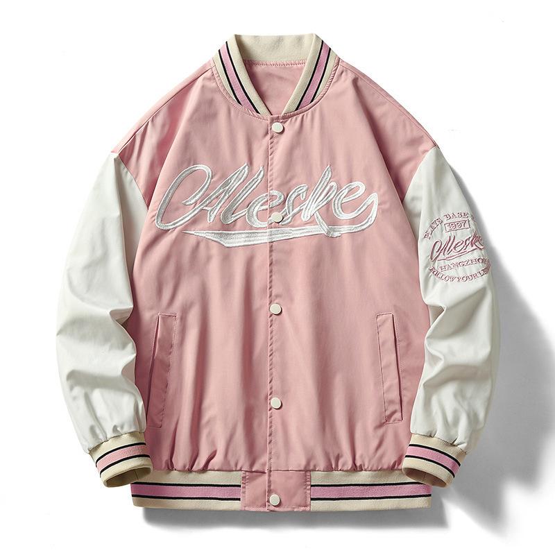 Autumn Couple Outfits Men and Women Colliding Color-blocking American Baseball Suit Hip-hop Loose Casual Stand Collar Baseball Suit Jacket Jacket