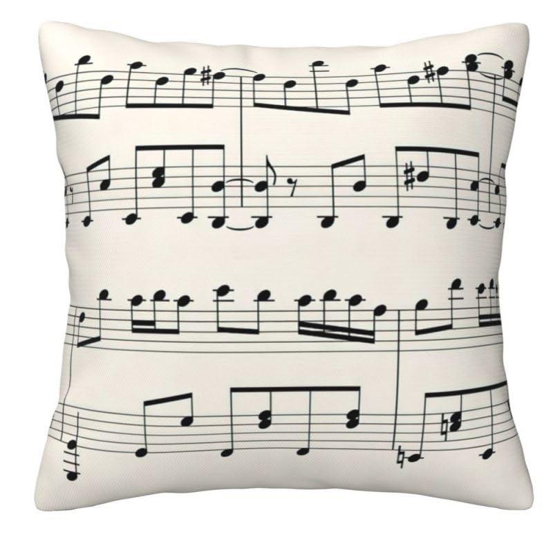 Home Decor Music Notes & Piano Keys Pillow Covers Pattern Cushion Cover Suitable For Sofa Bedroom Car Pillow Cover