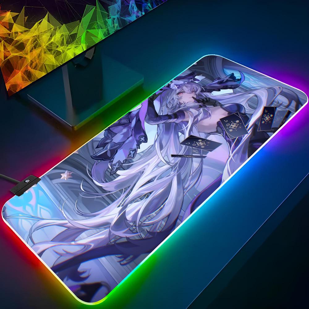 Black Swan Honkai Star Rail Cartoon Mouse Pad Gaming Rgb Mousepad Backlit Keyboard Gamer Girl Xxl Laptop Mat Table Pads Deskpad