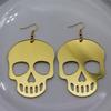 New Trendy Gold Sliver Color Skull Acrylic Big Drop Earrings For Women Skeleton Skull Head Earrings Jewelry Halloween Party Gift
