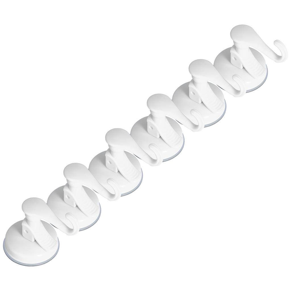 6PCS Strong Vacuum Wall Hook Towel Hook Plastic Self Adhesive Suction Cup for Kitchen Bathroom