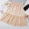 Women Mid‑Length Half Slip Underskirt Lace Hem Anti‑See‑Through A‑Line Modal Liner Skirt Summer Inner Base Skirt