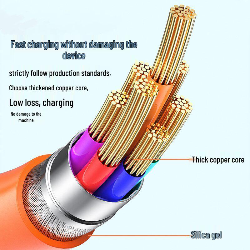 120W Zinc Alloy Fast Charging Cable for Android, Apple, Huawei with LED Indicator