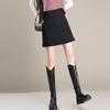 2026 Winter Women's Gray A-Line Skirt: High-Waisted, Slimming, Lace-Pleated Short Skirt for Petites