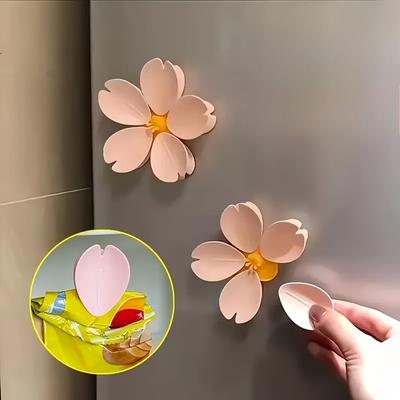Fridge Magnets Petal Sealing Clips Multifunctional Food Storage Bag Clips Snack Clip Magnetic Fridge Sticker Kitchen Gadget