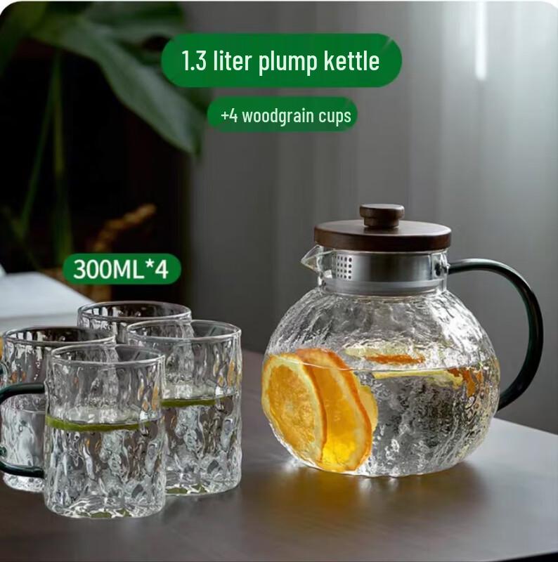 Jialang Heat-Resistant Glass Pitcher & 4 Glacier Cups Set