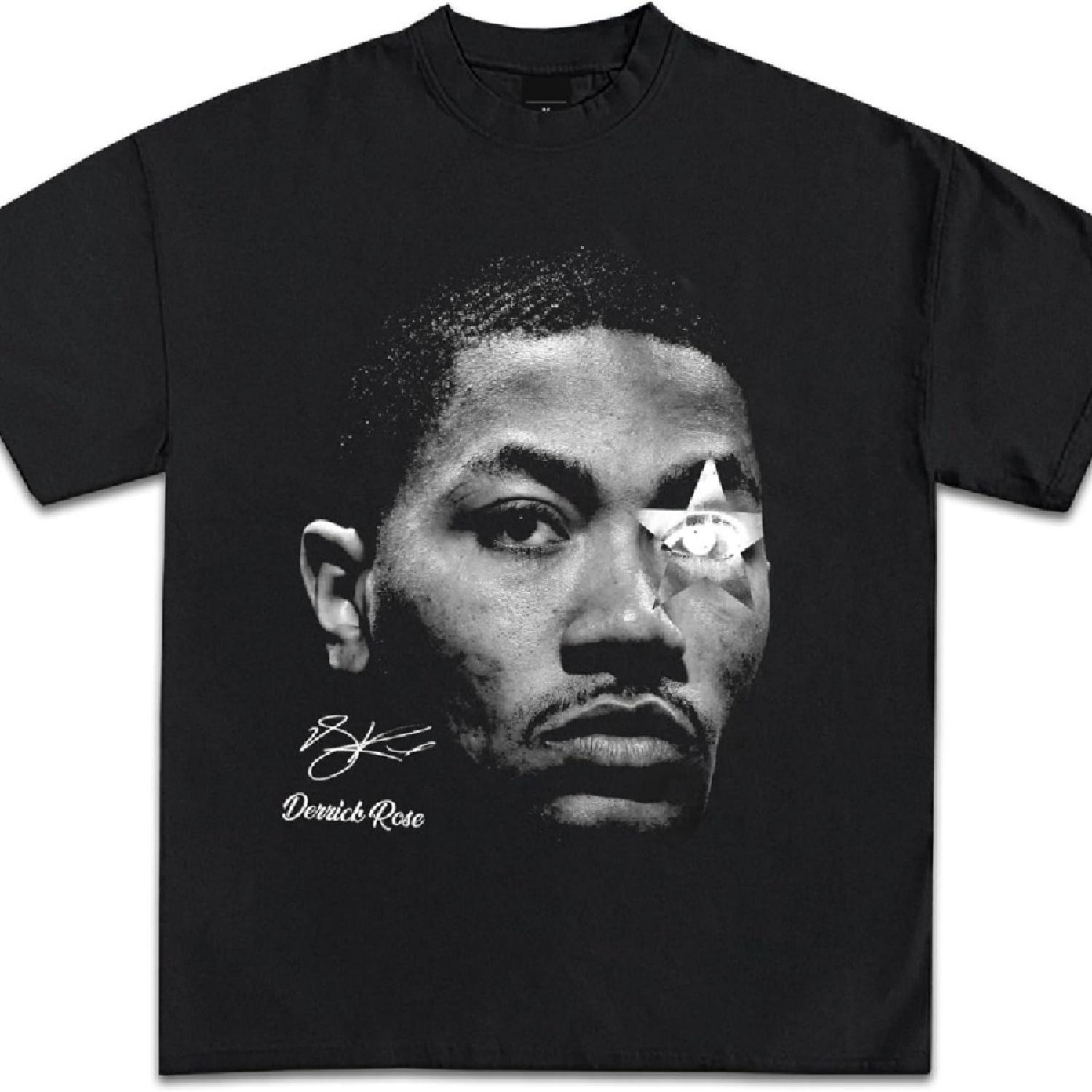 

D Rose All Star Graphic T-Shirt Y2K Vintage Basketball Rap Premium Heavyweight Shirt for Men & Women S