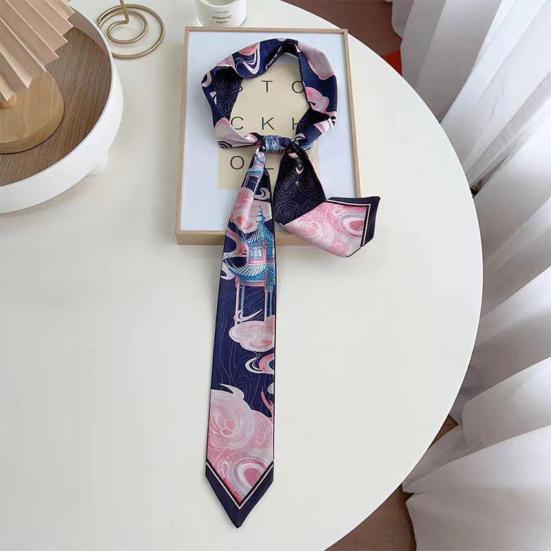 Retro Chinese Headband & Silk Ribbon Scarf: Elegant Horse Racing Decor for Bags & Hair