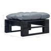 Garden Ottoman with Cushions In Grey Wood In Black