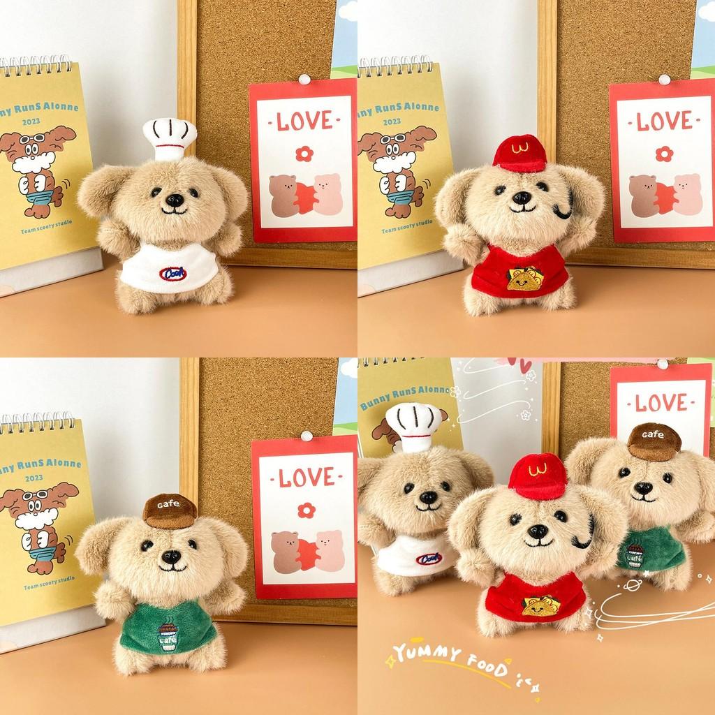 Restaurant Puppy Plush Toy Barista Chef Animal Stuffed Doll Keychain Gift Kid
