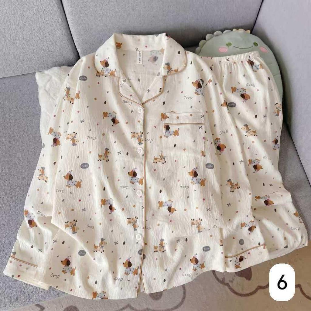 Women's Cloud Cotton Long Sleeve Pajamas - Sweet Cartoon Design for Spring & Autumn, Versatile for Home or Out