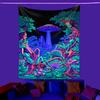 Fluorescent Tapestry UV Tree of Alien Life Purple Mushroom Fluorescent Tapestry Home Room Cloth Tapestry