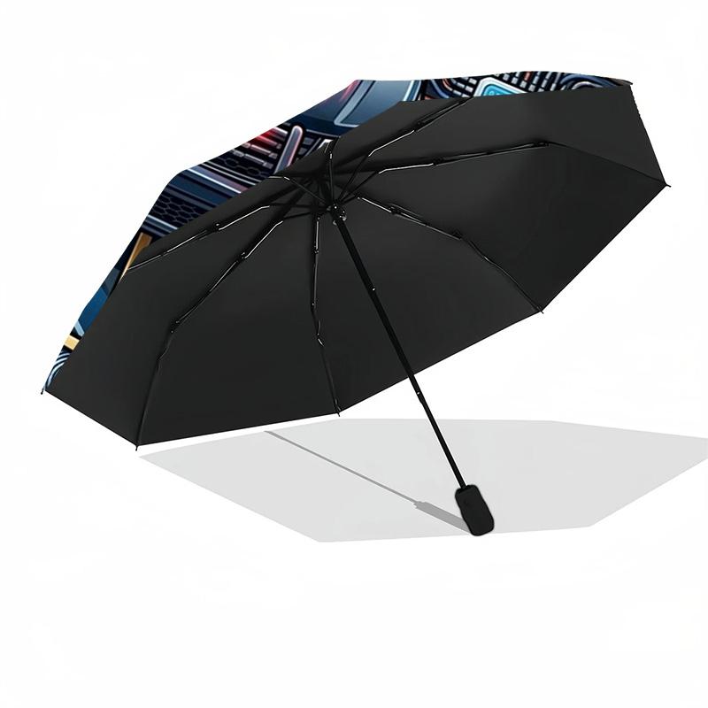 Police Technology Emblem Pattern Umbrella, Portable and Foldable Design, 8 Ribs, a Casual Accessory for Halloween, Christmas, and Birthday Gifts.