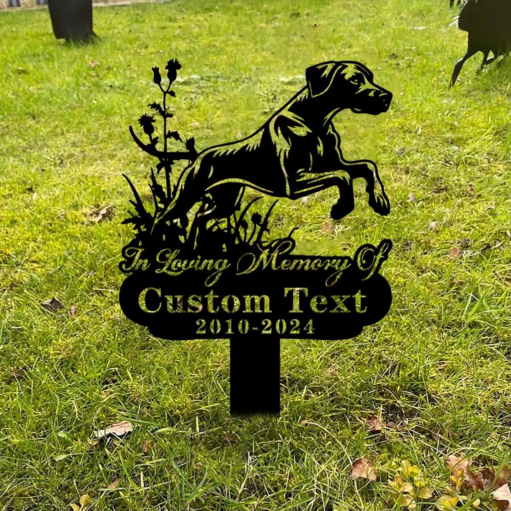 Personalisierter Rhodesian Ridgeback Hund Metallschild mit Pfahl, Haustiermemorial Garten Geschenk, Individuelles Andenken für Hundeliebhaber