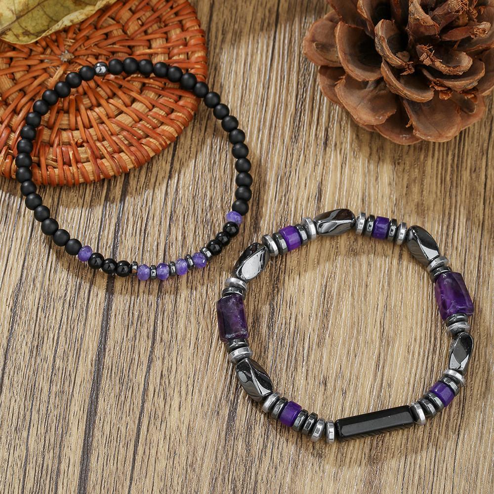 Black Crystal Stone Hand Chain With Geometric Design For Travel And Gifts