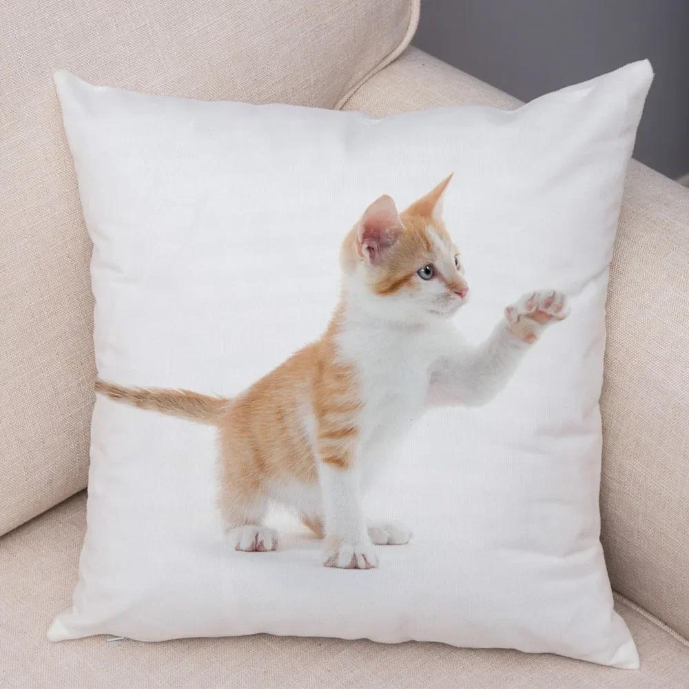 1PC 45x45cm Cute Cat Pillowcase for Home Sofa Children Room Decor Lovely Pet Animal Print Cojines Cushion Cover Pillow Case