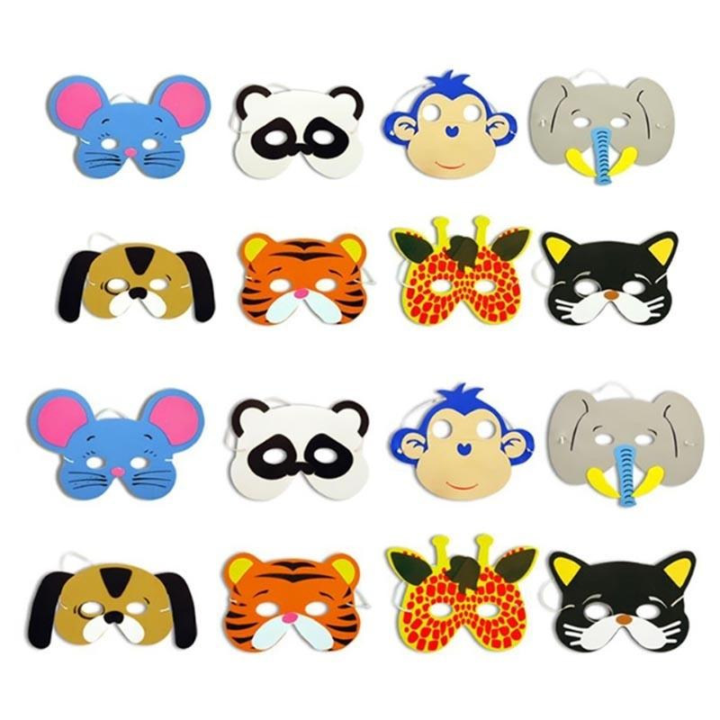 12 unids/set máscaras de animales para niños todas las ocasiones bolsa de fiesta de cumpleaños juguetes de relleno de espuma