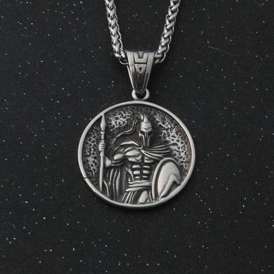 Silver Spartan Men Necklace, Warrior Mens Necklace, Celtic Warrior Pendant, Mens Warrior Necklace