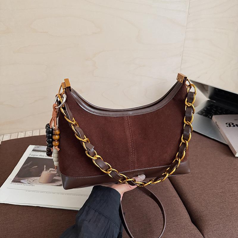 

Корейская версия нишевая цепочка портативная сумка-ведро женская 2025 осень новая текстура универсальная трендовая на плечо сумка-мессенджер 26*9*21