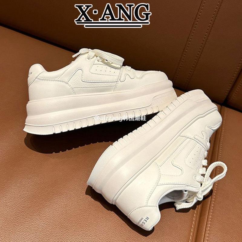 Cowhide Version Muffin Thick Sole Heightening Little White Shoes Children Spring and Summer New Women's Board Shoes Casual Sports Shoes