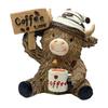 Figurines Scottish Cow Resin Coffee Decorative Calf Sculpture For Desk Bookshelf Holiday Decoration Sparkly Christmas Ornament