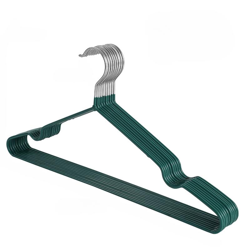 Cabides de metal, cabide de secagem de roupas de metal antiderrapante com revestimento de plástico para adultos pendurarem e secarem roupas, pacote com 10