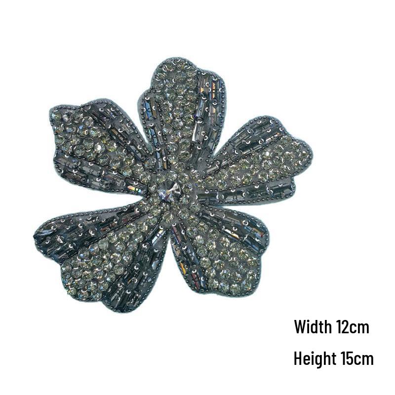 Aplique de Flor de Lantejoulas Autoadesivo para Vestido de Noite e Acessórios de Roupa