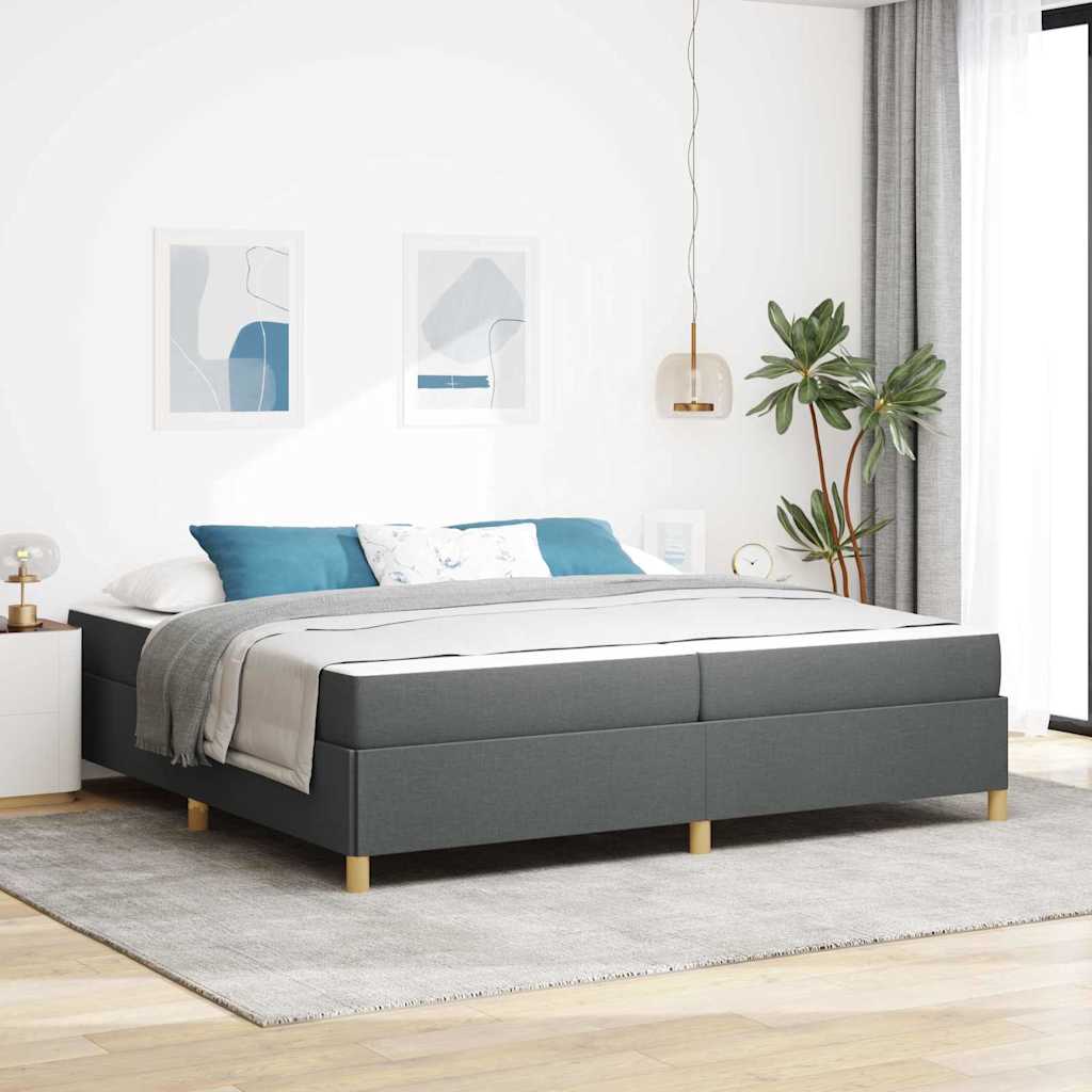 Bed Frame with Mattress Dark Gray 200 x 200 cm Fabric