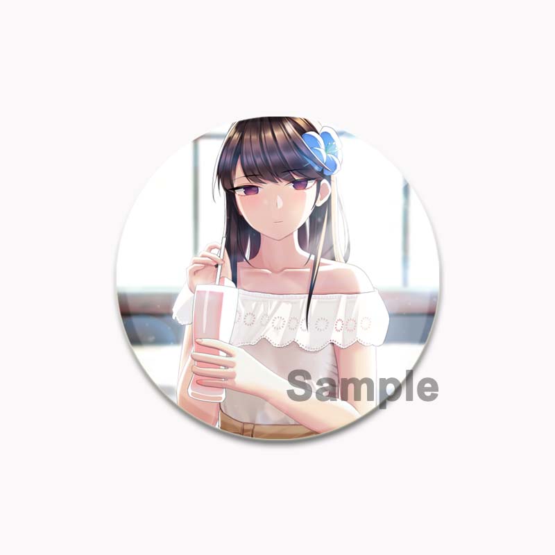 32/44/58mm Komi Cant Communicate Round Pin Cute Girl Cartoon Snap-in Brooches for Backpack Cothes Accessories Anime Collection Badge