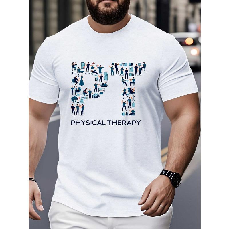 

Мужская футболка большого размера европейского размера с коллажем PT Physical Therapy Art и мятым дизайном S белый