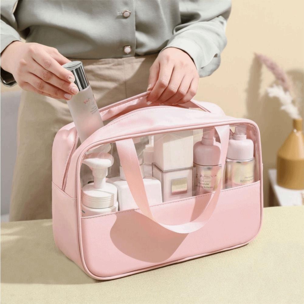Zipper Closure Travel Cosmetic Bag Transparent Skincare Products Organizer Women Wash Pack  Bathing
