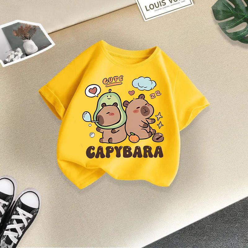 Dětské tričko Dětské 100% tričko Dětské tričko Kapybara Potištěné topy Tričko Chlapci Dívky Dětské tričko 2-13L