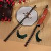 Rollable Long Handle Fan Rotatable Group Fan Portable Chinese Bamboo Waist Fan  Gifts