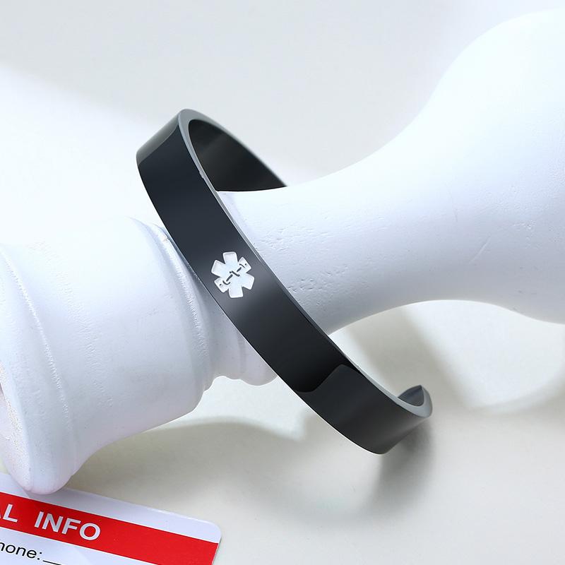 

Medical Alert Cuff Bracelets Customize TYPE 1 DIABETES SOS Open Bangles Stainless Steel Women Man Personalized Jewelry TYPE 1 DIABETES