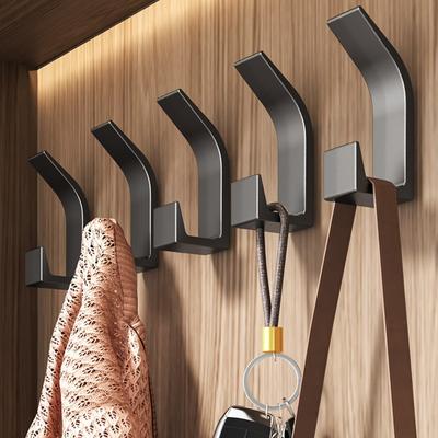 5 Ganchos de Pared Sin Taladro Doble Gancho Perchero Ropa Abrigo Gancho Negro Blanco Gancho para Toallas Dormitorio