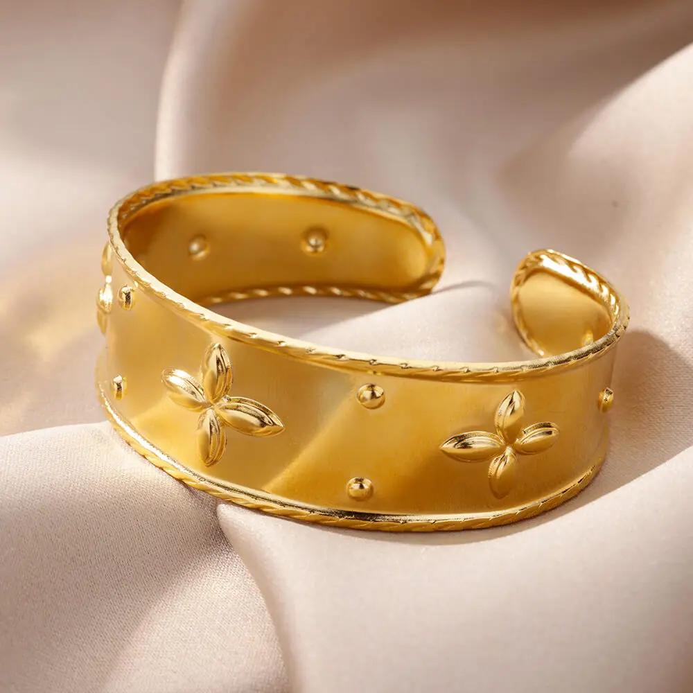 Egyptian Zircon Egyptian Queen Nefertiti Bracelets For Women Gold Color Cuff Bracelet Stainless Steel Vintage Adjustable Bangle