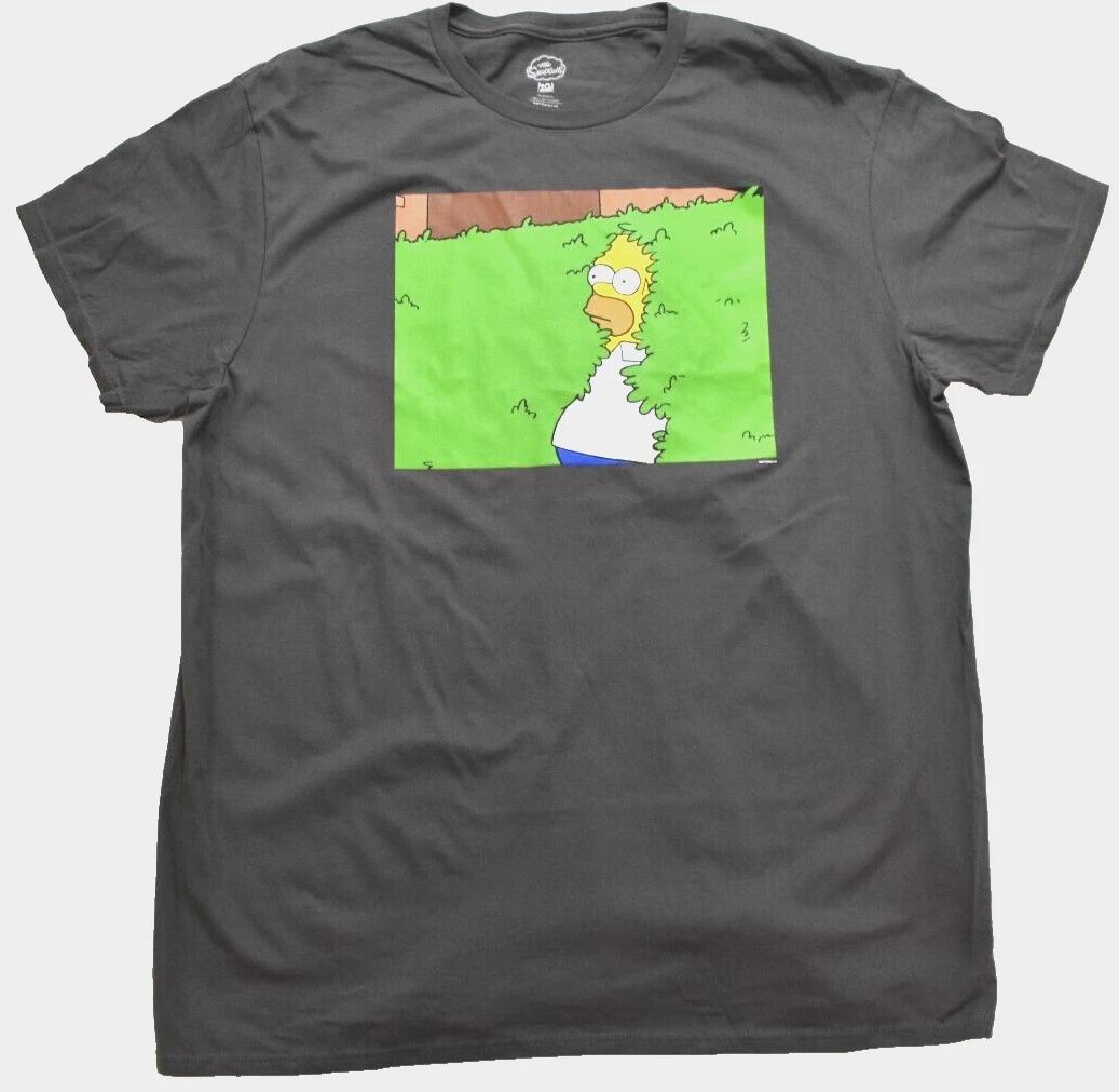 The Simpsons Mens Homer Into The Bushes Charcoal Shirt New XL M