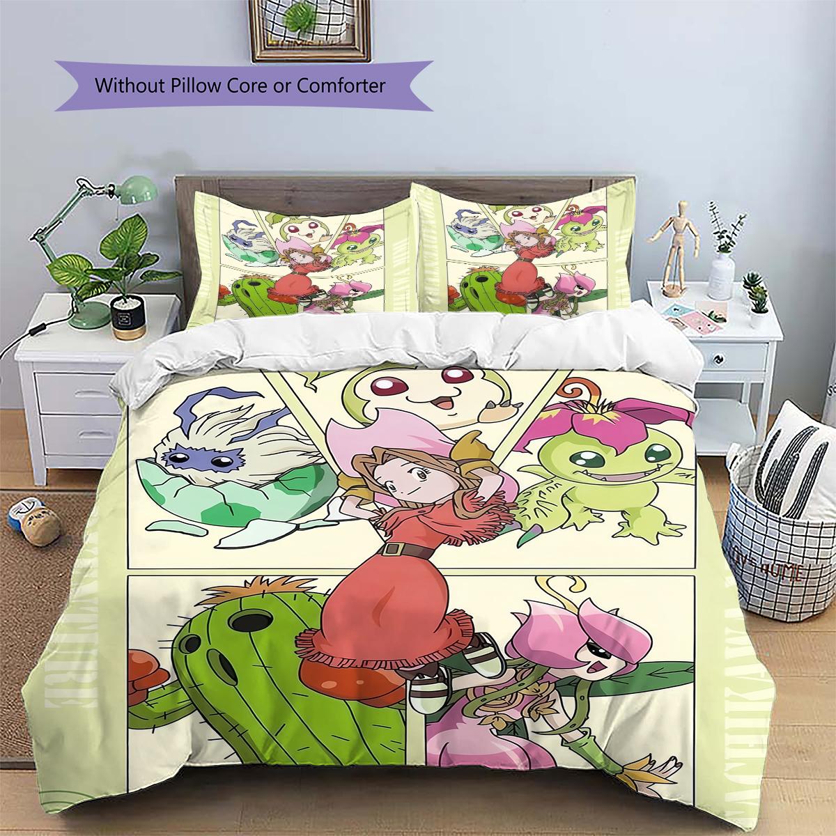 Digimon Series Duvet Cover & Pillowcases, Digimon Fan Bedroom Bedding, Perfect Gift.chl 135x200cm